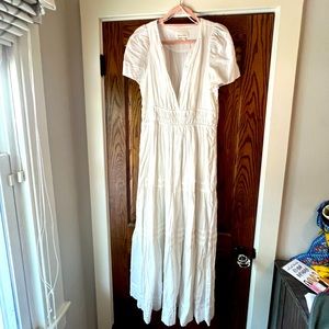 Anthropologie white linen dress!